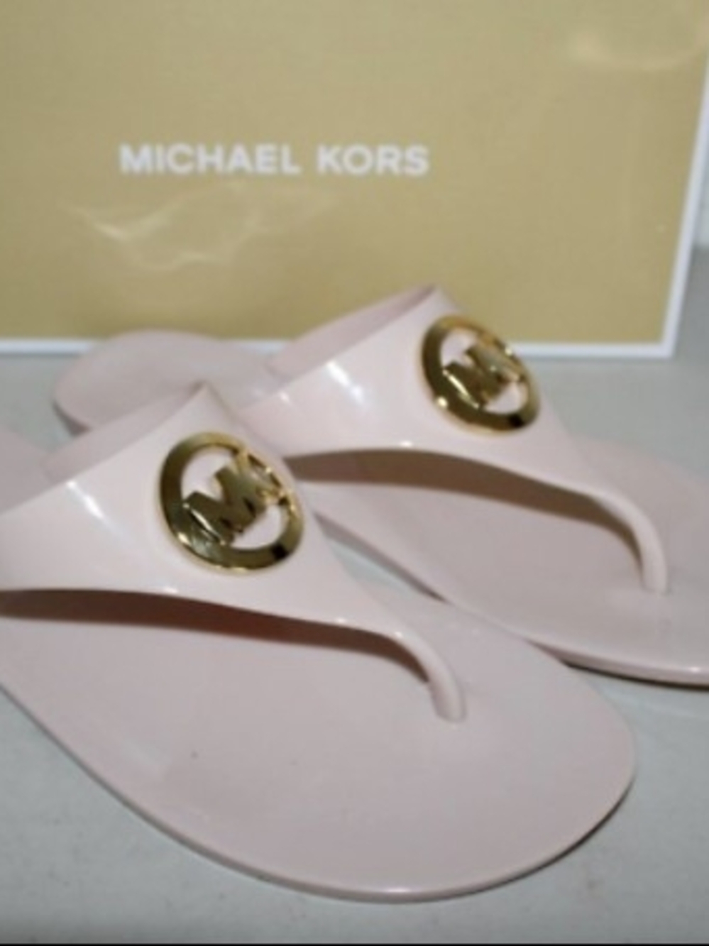 Michael Kors Blush Pink Logo Jelly Thong Sandals